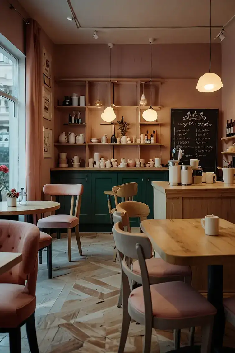 Conception ERP d'un café avec dégagements et accessibilité