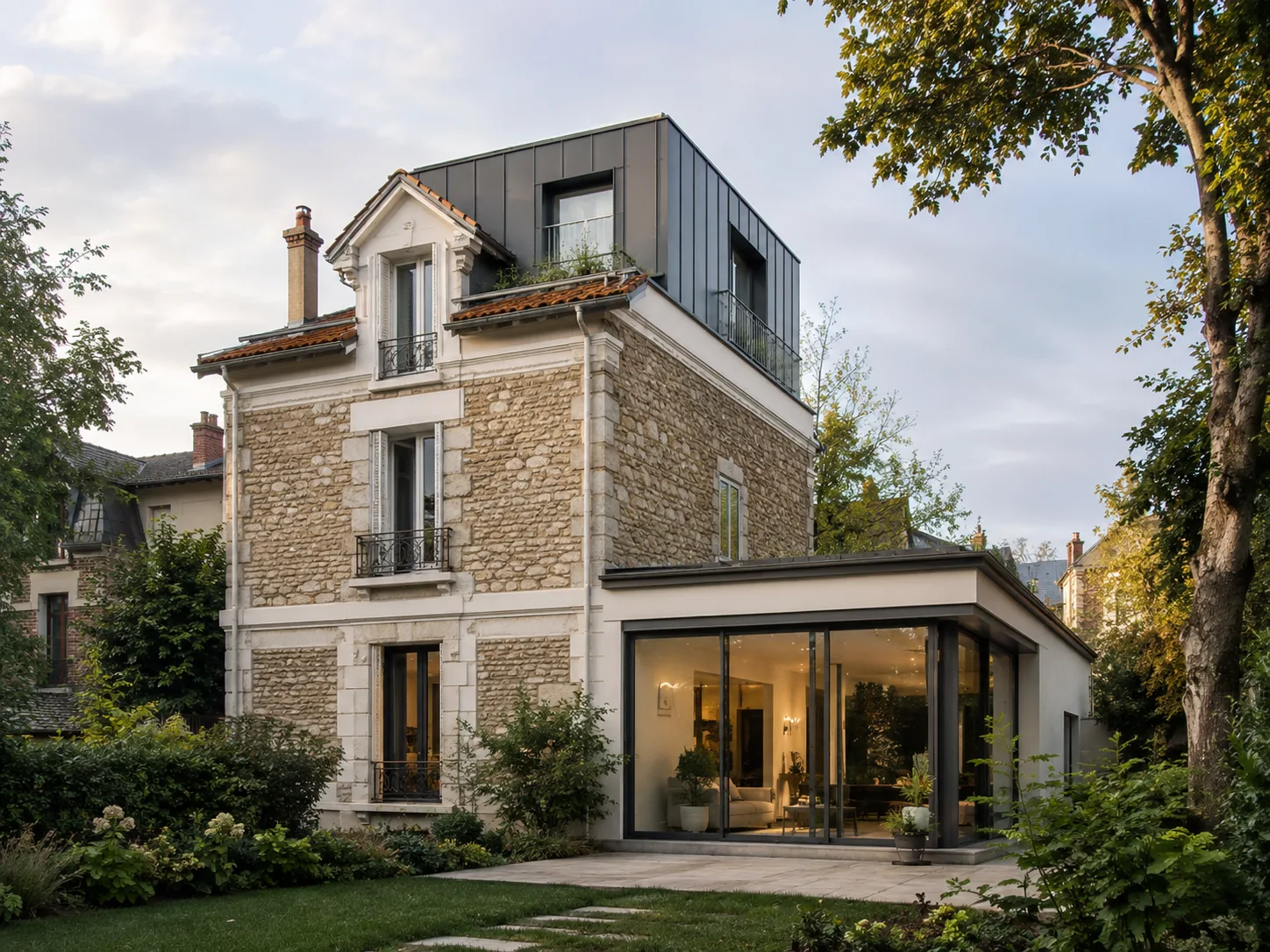 Extension et surélévation d'une villa bourgeoise à Bourg-la-Reine Coteaux Carnot
