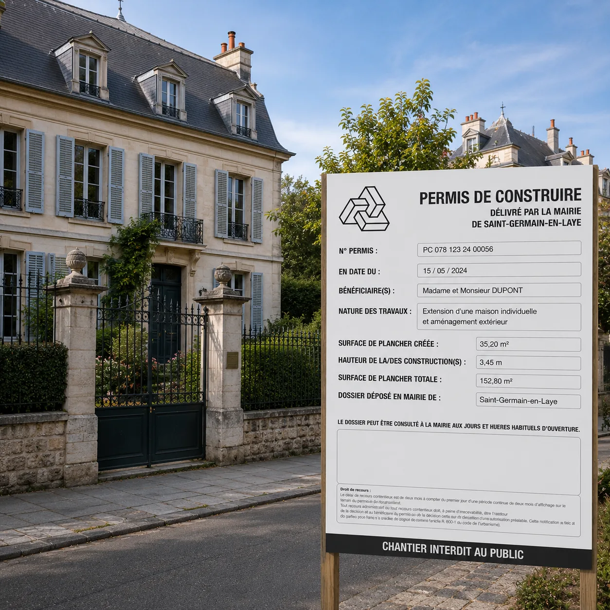 Suivi et affichage d'un permis de construire à Saint-Germain-en-Laye
