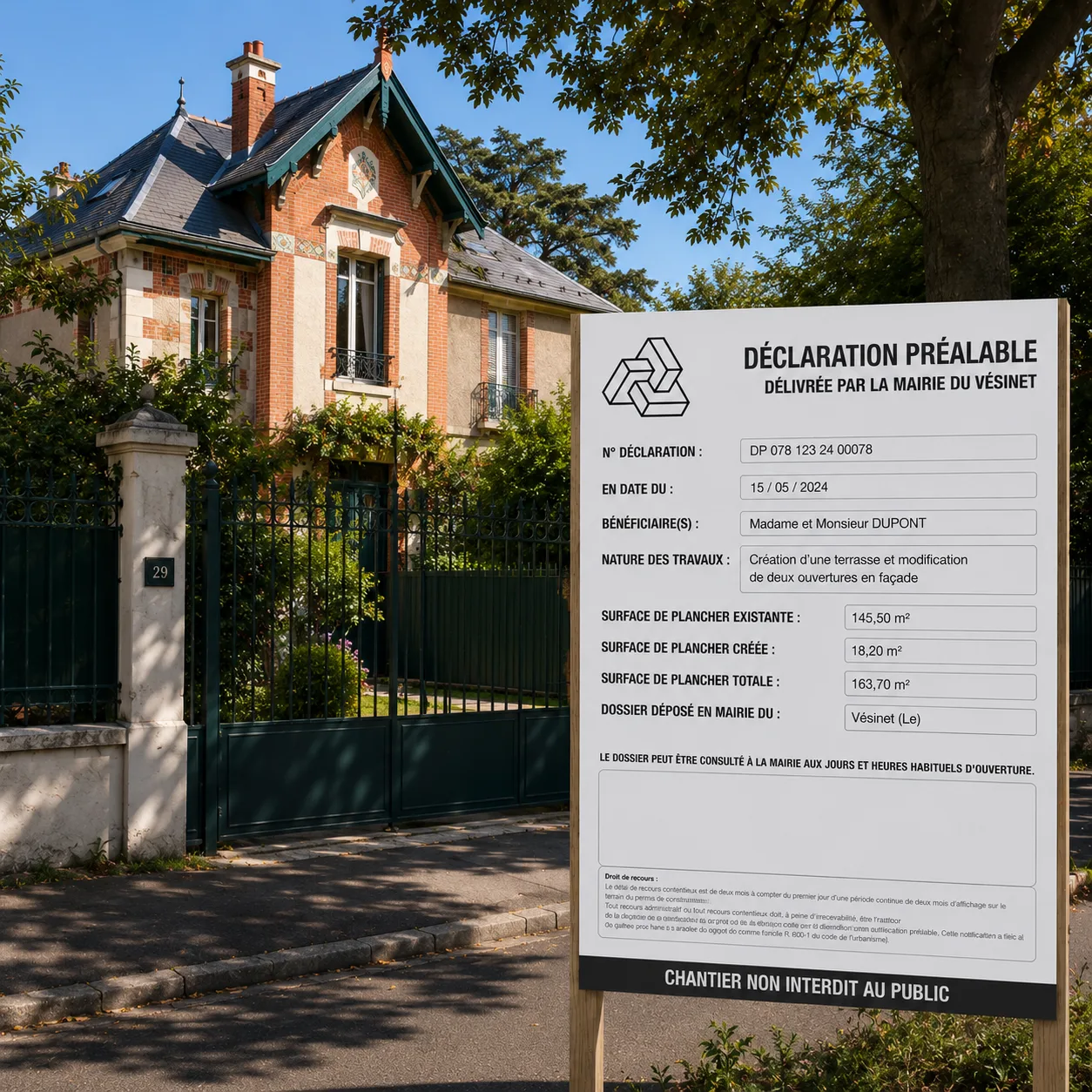 Suivi et affichage d'un permis de construire au Vésinet