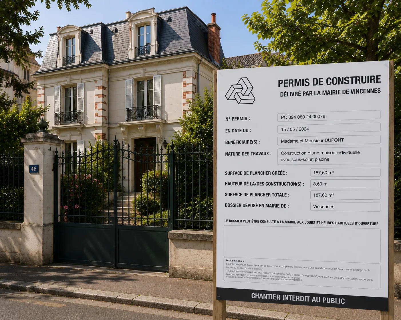 Suivi et affichage d'un permis de construire à Vincennes