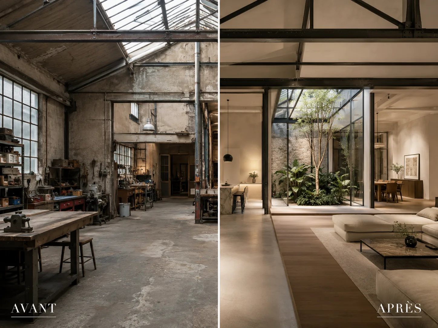 Atelier industriel converti en loft