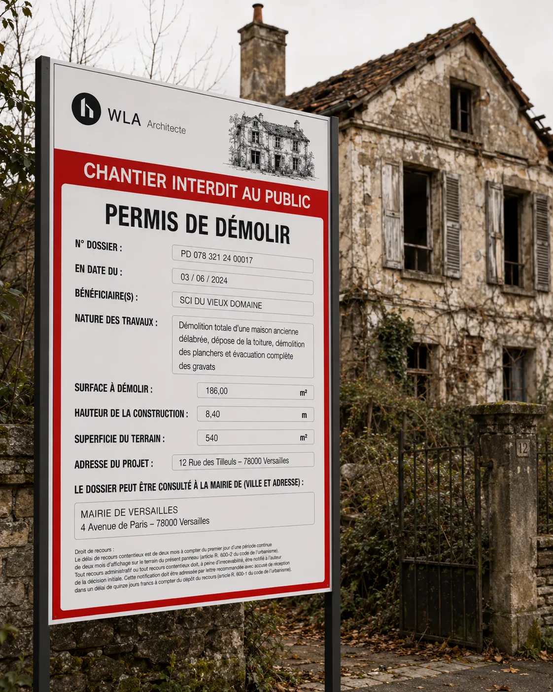 Affichage et suivi d'un permis de démolir