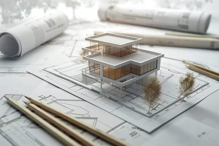 Plan 3D et perspective d'une maison individuelle